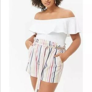 Forever 21 + 3X Striped Paperbag Shorts